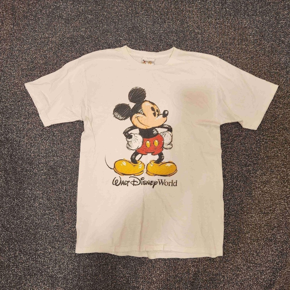 Disney Mickey Mouse Vintage White Graphic T Shirt Medium‎